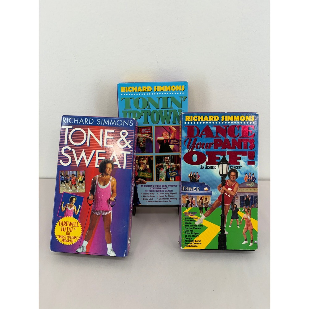 Richard Simmons VHS Lot‎ Tone & Sweat Tonin Uptown Dance Your Pants Off Vintage